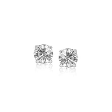 Load image into Gallery viewer, 14k White Gold 4mm Faceted White Cubic Zirconia Stud Earrings