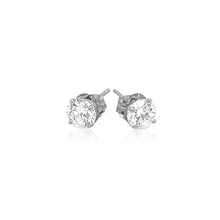 Load image into Gallery viewer, 14k White Gold 4mm Faceted White Cubic Zirconia Stud Earrings