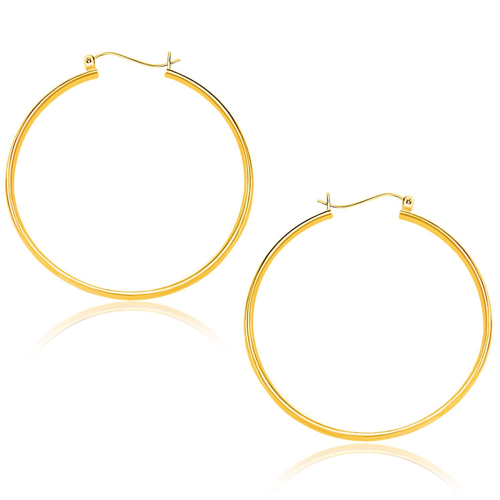 Yellow Gold 10k 40mm Polished Hoop Earrings with Snap Lock Backing