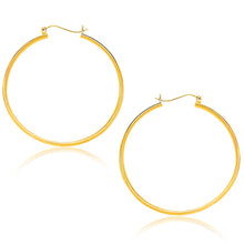 Load image into Gallery viewer, Yellow Gold 10k 40mm Polished Hoop Earrings with Snap Lock Backing