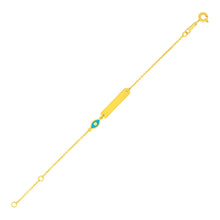 Load image into Gallery viewer, Yellow Gold 14k 5 1/2 inch Childrens ID Bracelet with Enameled Eye