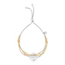 Load image into Gallery viewer, Sterling Silver Three Toned Friendship Women&#39;s Fancy Bracelet with Tree of Life Symbol