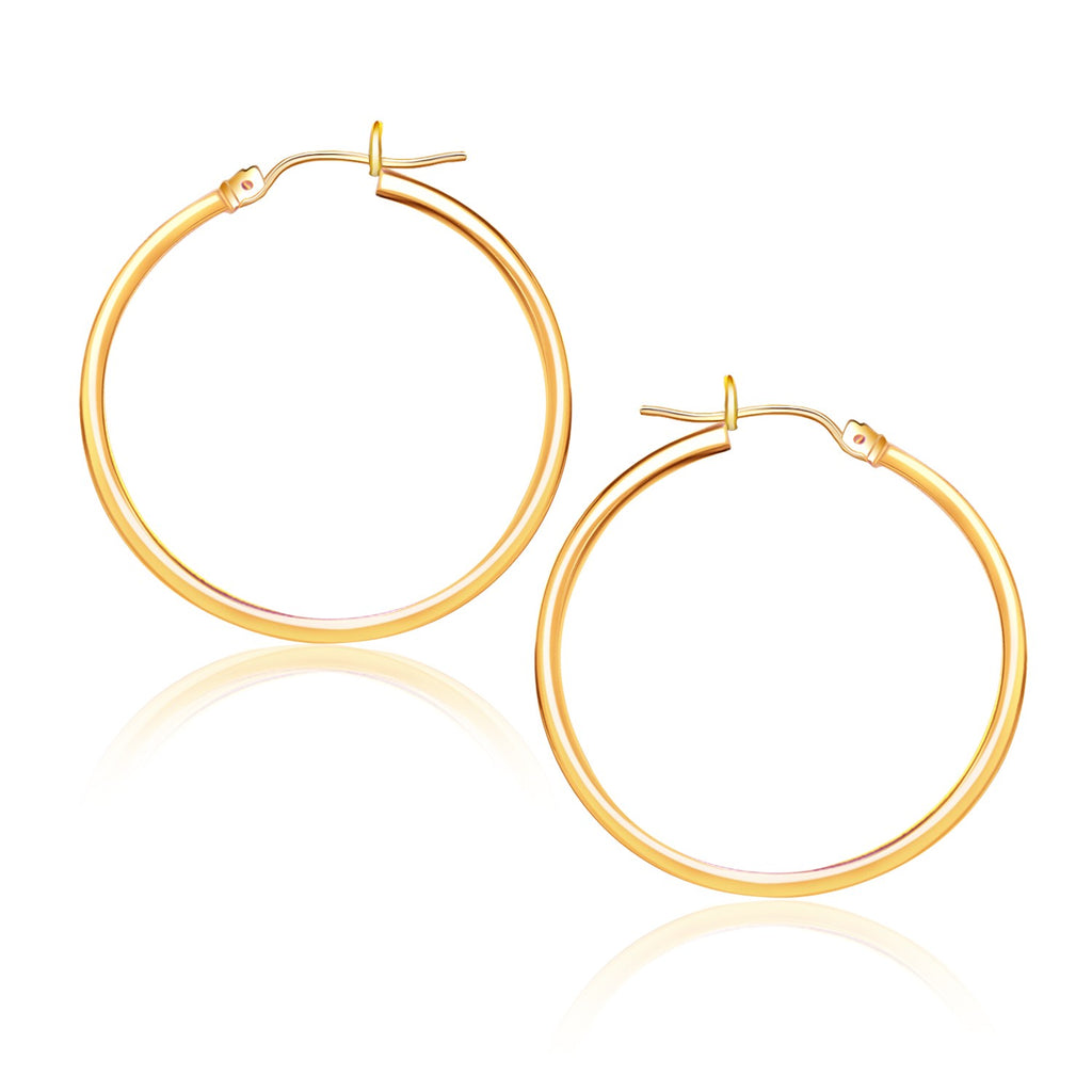 Yellow Gold 14k 25 mm Polished Hoop Earrings with Snap Lock Backing for Any Ocassions