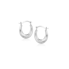 Load image into Gallery viewer, 10k White Gold Oval Hoop Earrings