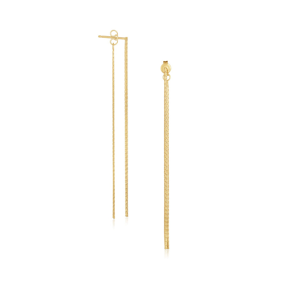 Yellow Gold 14k Double Chain Style Drop Earrings