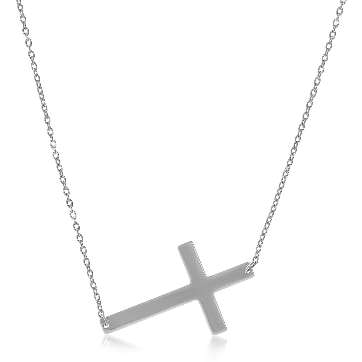 White Gold 14k Plain Cross Women's Religious Motif Motif Necklace