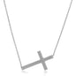 White Gold 14k Plain Cross Women's Religious Motif Motif Necklace