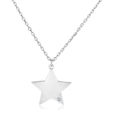 Load image into Gallery viewer, Sterling Silver 18 inch Women&#39;s Necklace with Star Pendant with Diamonds