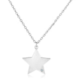 Sterling Silver 18 inch Women's Necklace with Star Pendant with Diamonds