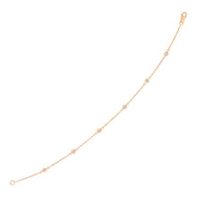 Load image into Gallery viewer, Rose Gold 14k 7 inch Women&#39;s Fancy Bracelet with Diamond Stations