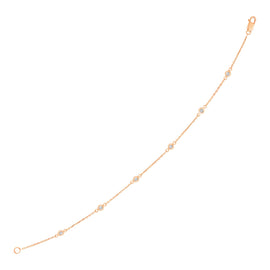 Rose Gold 14k 7 inch Women's Fancy Bracelet with Diamond Stations