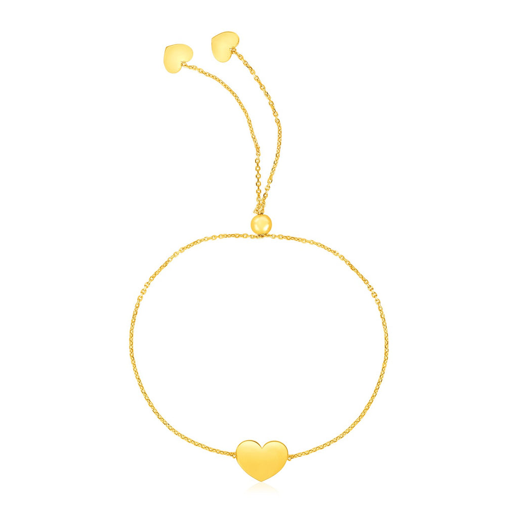 Yellow Gold 14k Adjustable Women's Heart Bracelet