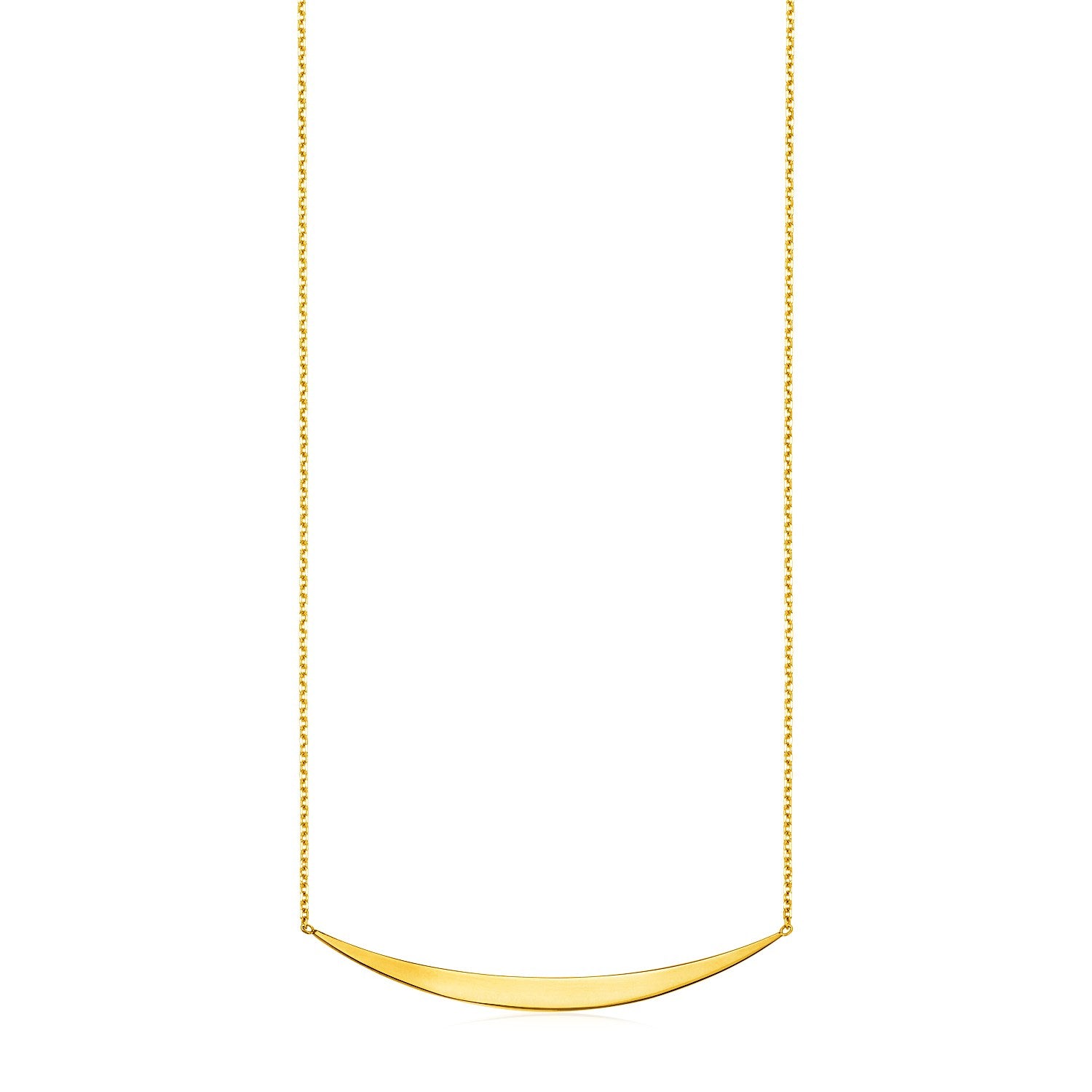 Yellow Gold 14k Polished Curved Women's Bar Necklace with Pendant