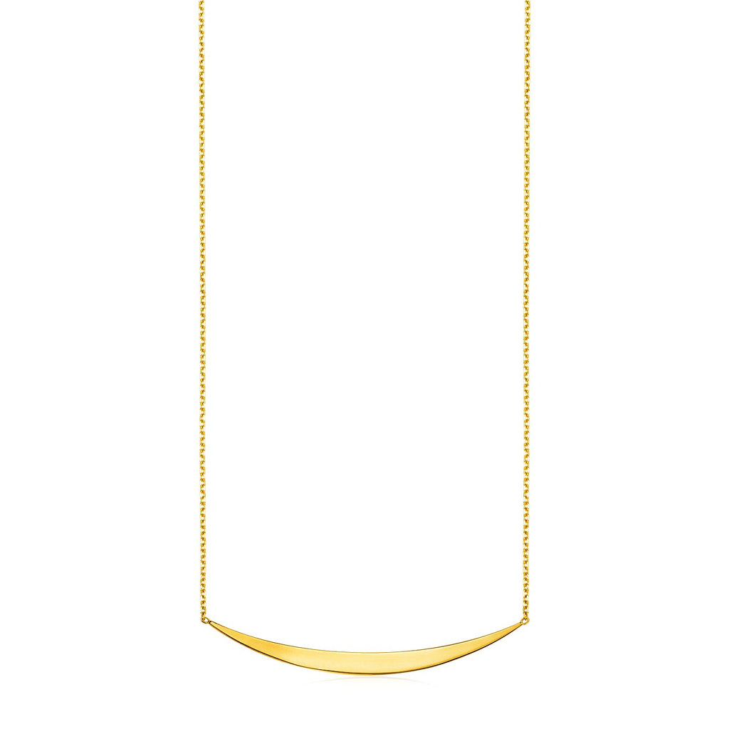 Yellow Gold 14k Polished Curved Women's Bar Necklace with Pendant