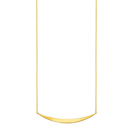Yellow Gold 14k Polished Curved Women's Bar Necklace with Pendant