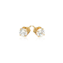 Load image into Gallery viewer, 14k Yellow Gold Stud Earrings with White Hue Faceted Cubic Zirconia