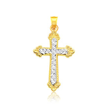 Load image into Gallery viewer, Two Tone Gold 14k Crafted Diamond Cut Cross Pendant