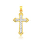 Two Tone Gold 14k Crafted Diamond Cut Cross Pendant