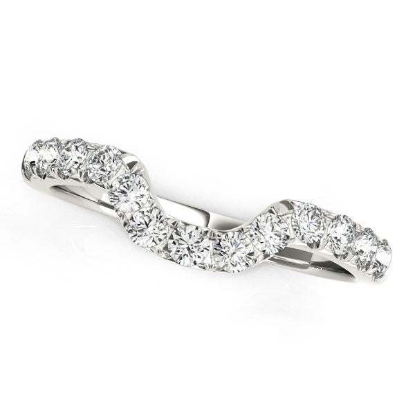 White Gold 14k Curved Design Pave Diamond Wedding Ring