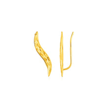 Load image into Gallery viewer, Yellow Gold 14k Classic Leaf Climber Textured Earrings