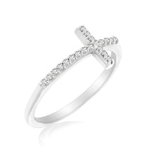 Load image into Gallery viewer, White Gold 14k 0.11cttw Cross Motif Ring with Diamond Accents
