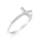 White Gold 14k 0.11cttw Cross Motif Ring with Diamond Accents