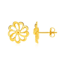 Load image into Gallery viewer, Yellow Gold 14k Post Earrings with Flowers in Pushback Clasps