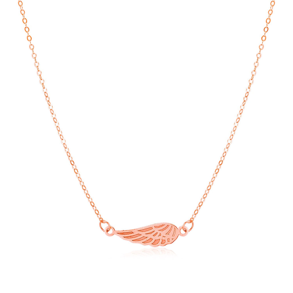 Rose Gold 14k Angel Wing Women's Religious Motif Necklace