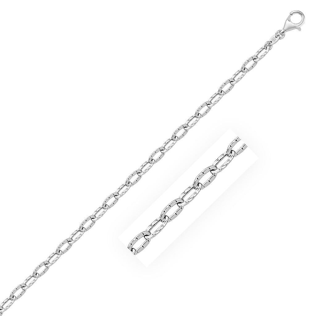 White Gold 14k Anklet with Fancy Hammered Oval Links