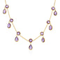Yellow Gold 14k Women's Fancy Necklace with Round and Pear-Shaped Amethysts