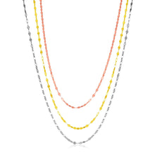 Load image into Gallery viewer, Sterling Silver Women&#39;s Three Toned Three Strand Polished Chain Necklace