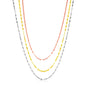 Sterling Silver Women's Three Toned Three Strand Polished Chain Necklace