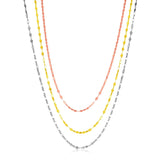 Sterling Silver Women's Three Toned Three Strand Polished Chain Necklace