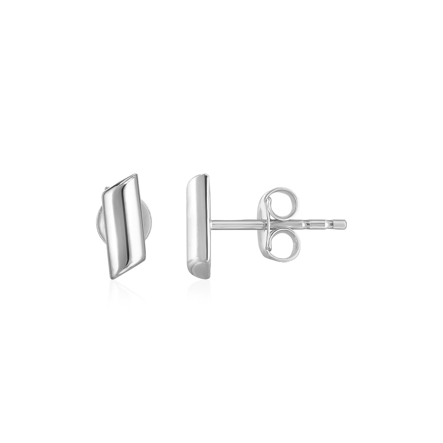 White Gold 14k Polished Rectangular Post Earrings with Pushback Clasps