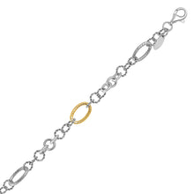 Load image into Gallery viewer, 18k Yellow Gold and Sterling Silver Rope Motif Stationed Bracelet