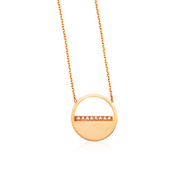 Rose Gold 14k Circle Women's Necklace with Diamonds
