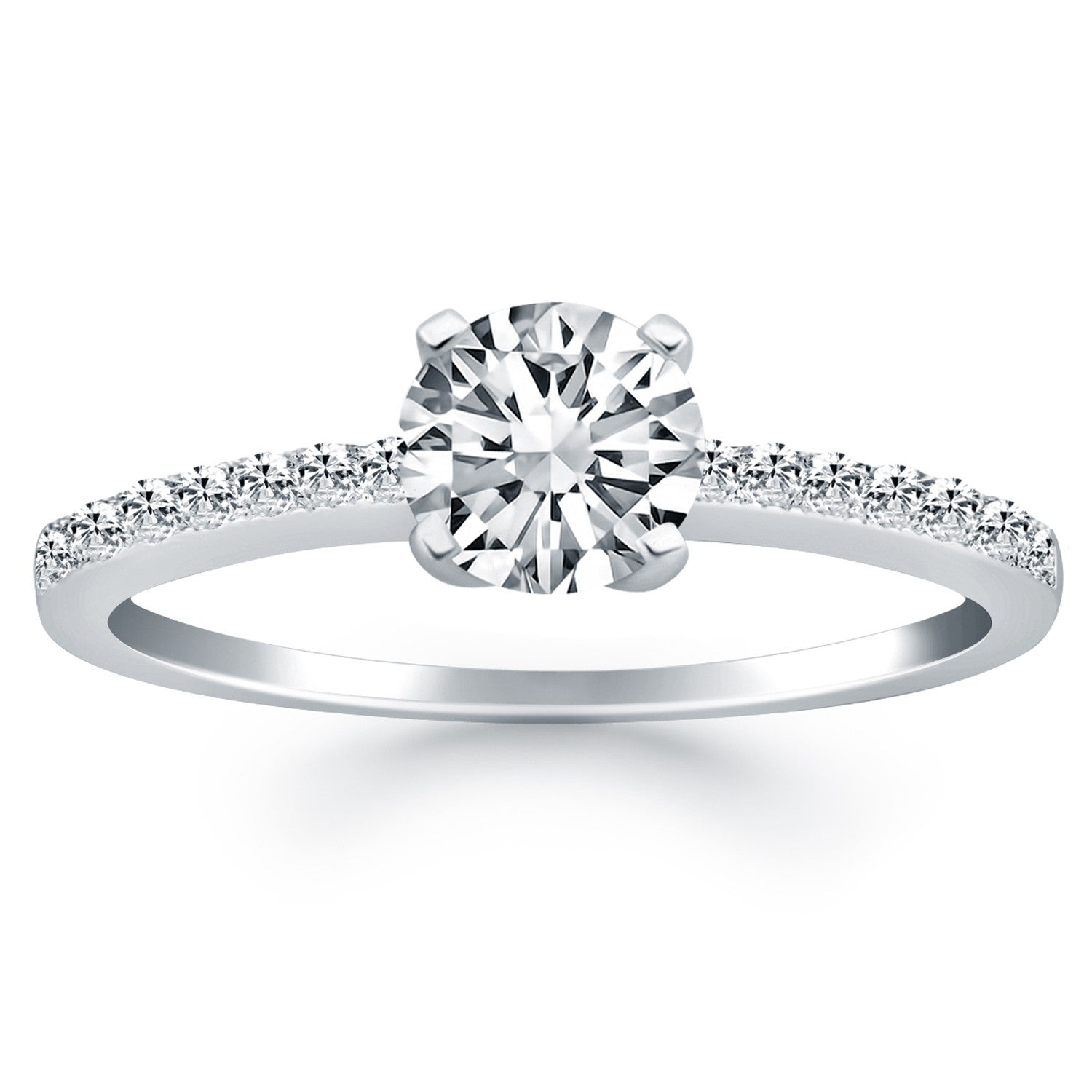 White Gold 14k Pave Diamond Band Engagement Ring