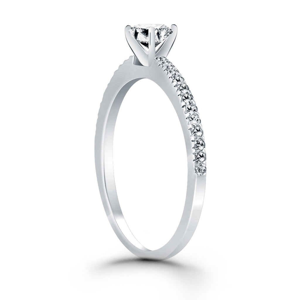 White Gold 14k Pave Diamond Band Engagement Ring