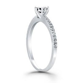 White Gold 14k Pave Diamond Band Engagement Ring