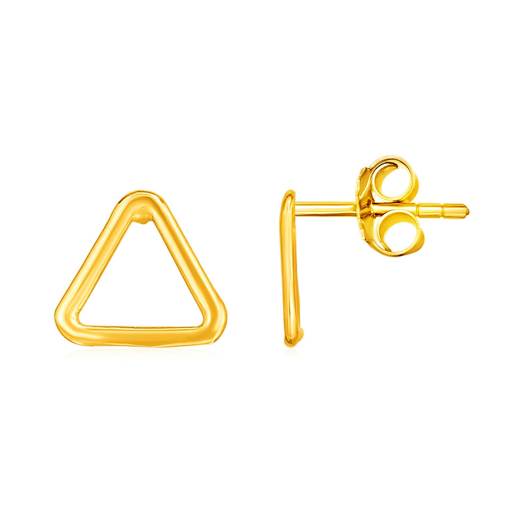 Yellow Gold 14k Post Earrings with Open Triangles in Pushback Clasps