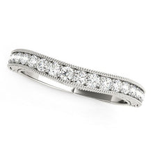 Load image into Gallery viewer, 14k White Gold Bead Border Curved Diamond Wedding Ring (1/4 cttw)