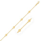 Yellow Gold 14k Rolo Chain Women's Bracelet with Puffed Heart Stations