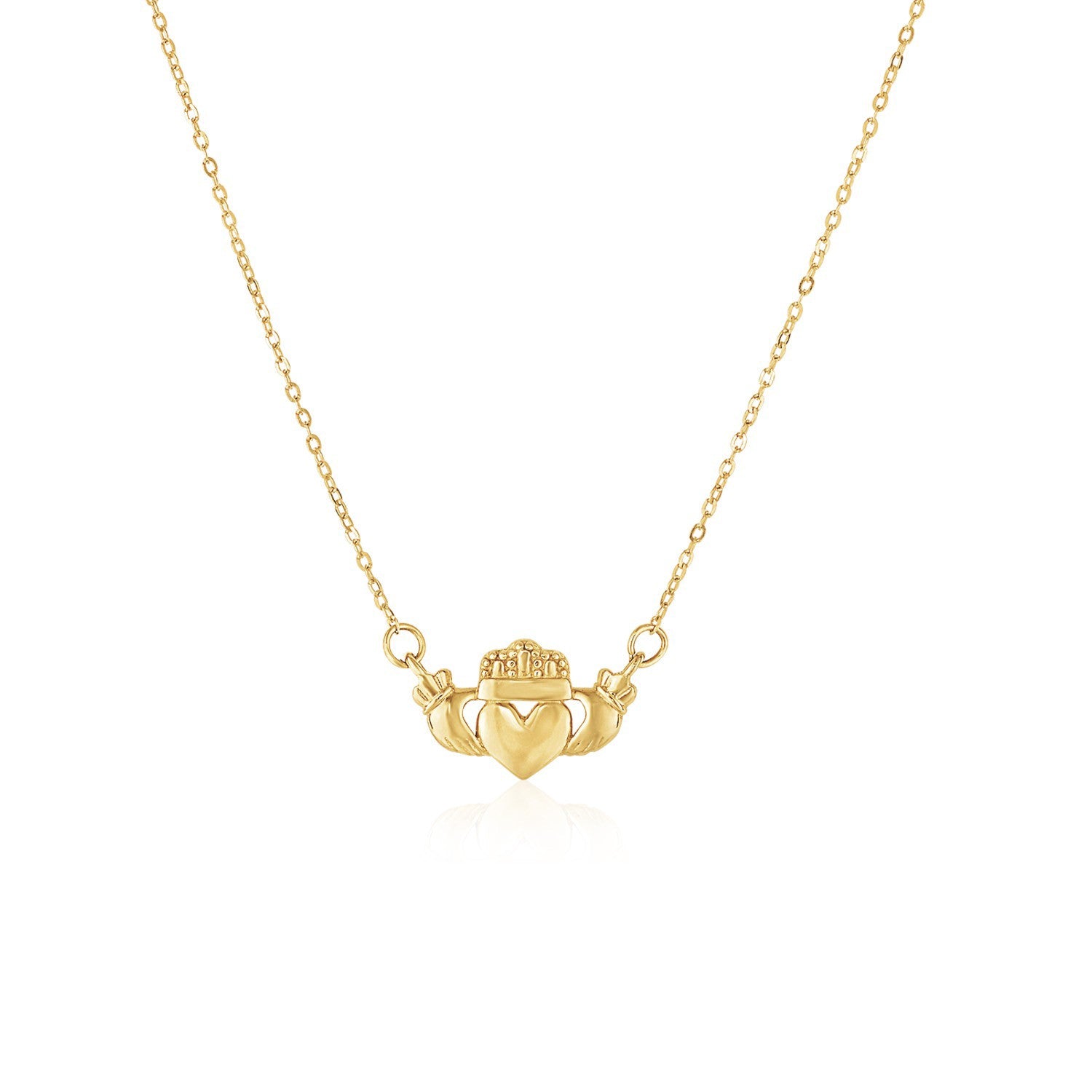 Yellow Gold 14k Pendant with Claddagh Symbol & Lobster Clasp