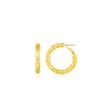 Load image into Gallery viewer, Yellow Gold 14k Small Textured Round Hoop Earrings with Snap Lock