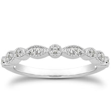 Load image into Gallery viewer, White Gold 14k Vintage Look Fancy Pave Milgrain Diamond Wedding Ring