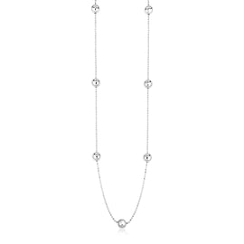 Sterling Silver Station Women's Fancy Necklace with Large Polished Beads