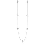 Sterling Silver Station Women's Fancy Necklace with Large Polished Beads