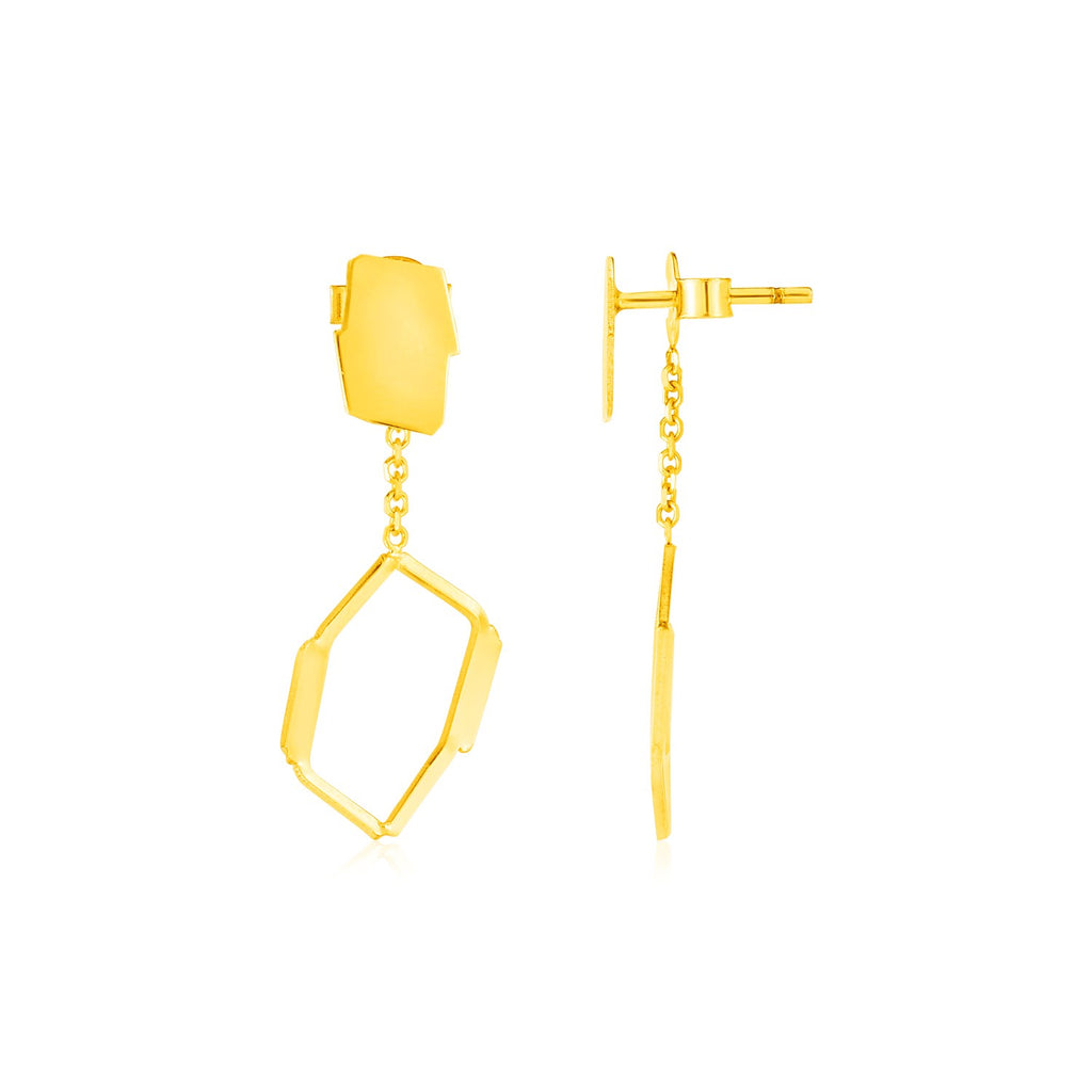 Yellow Gold 14K Abstract Honeycomb Fancy Earrings