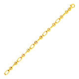 Yellow Gold 14k Women's Fancy Bracelet with Alternating Round and Oval Links
