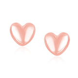 Rose Gold 14k Puffed Shiny Heart Shape Earrings for Any Ocassions
